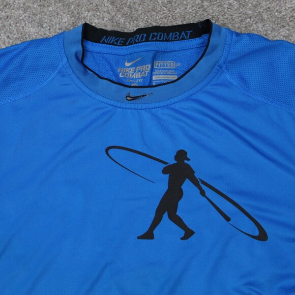 Nike Pro Combat Shirt Adult Medium Blue Swingman Fitted Long Sleeve Pullover - Picture 9 of 15